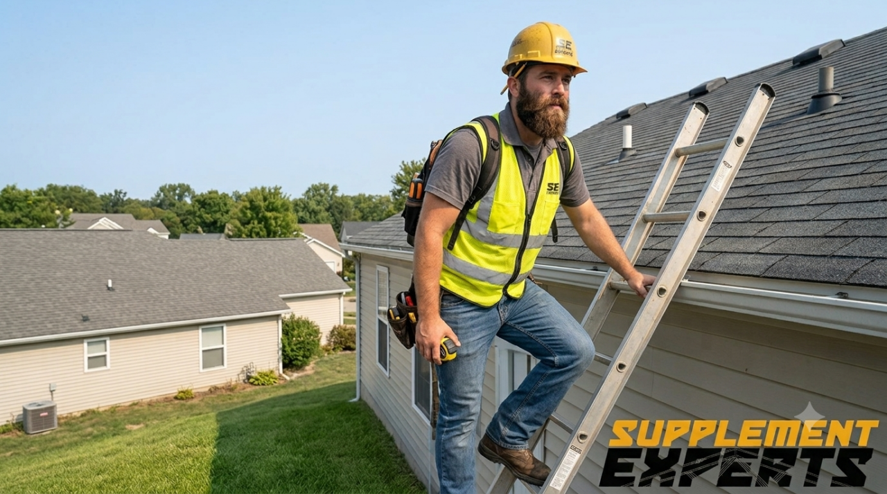 Roofer Climbing Ladder