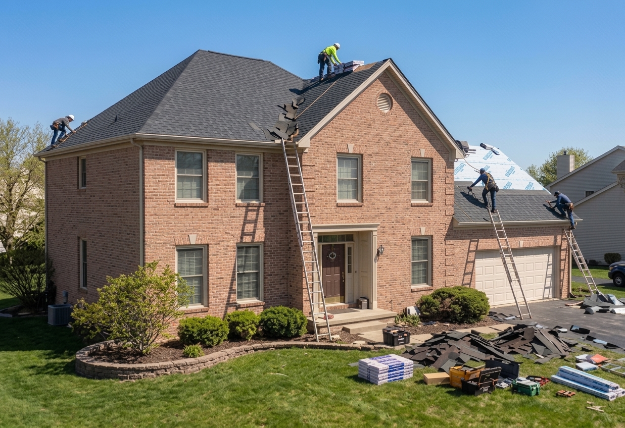 Contractors working on a roof-roof supplement page header
